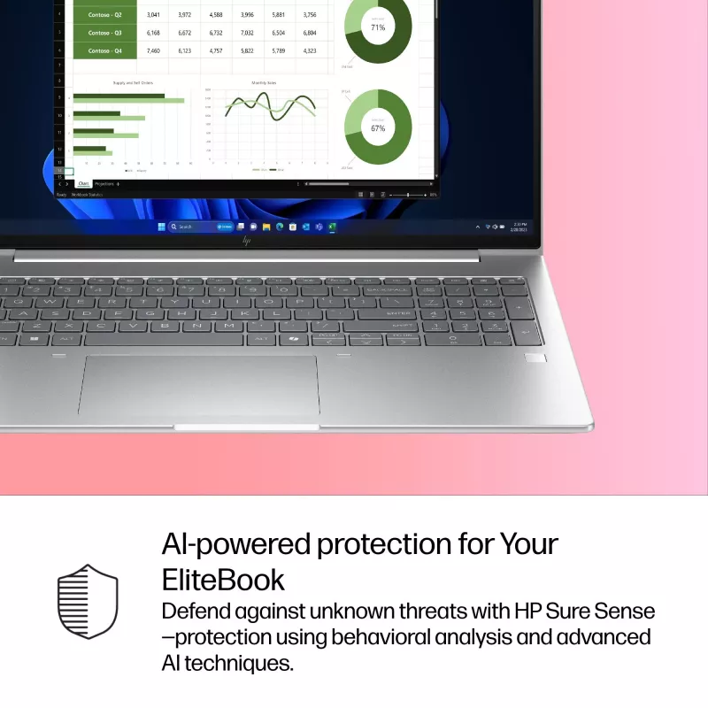HP EliteBook 6 G1i AI Intel Core Ultra 5 225U nešiojamas kompiuteris 40.6 cm (16 colių) WUXGA 24 GB DDR5-SDRAM Wi-Fi 7 (802.11be) Windows 11 Pro AI PC sidabrinis