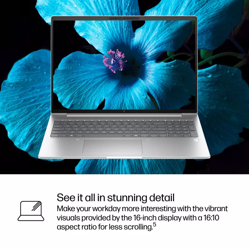 HP EliteBook 6 G1i AI Intel Core Ultra 5 225U nešiojamas kompiuteris 40.6 cm (16 colių) WUXGA 24 GB DDR5-SDRAM Wi-Fi 7 (802.11be) Windows 11 Pro AI PC sidabrinis