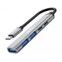 Sandberg USB-C į 3xUSB-A+2xUSB-C SAVER USB 3.2 Gen 1 pilka aliuminio