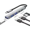 Sandberg USB-C į 3xUSB-A+2xUSB-C SAVER USB 3.2 Gen 1 pilka aliuminio