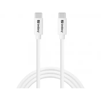 Sandberg USB-C į USB-C 65W 1M SAVER laidas, 1 m, USB C, USB C, USB 2.0, Baltas