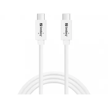 Sandberg USB-CC USB 3.2 Gen2 100W, 1M laidas, USB C – USB C, 10 Gbit/s, baltas