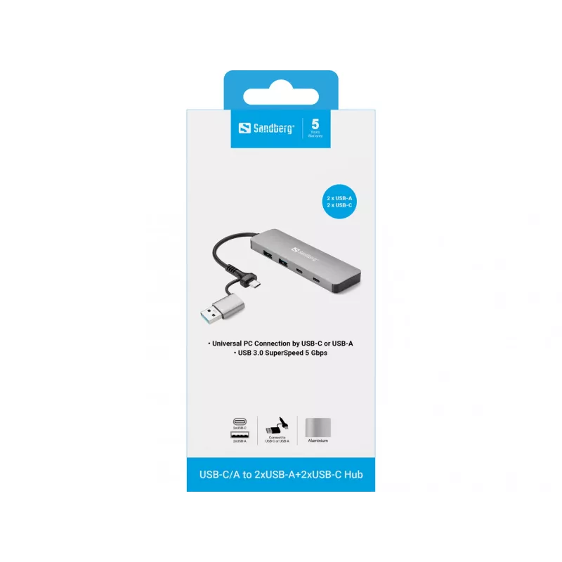 Sandberg USB-C/A į 2xUSB-A+2xUSB-C HUB