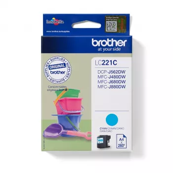 Kasetė Brother LC-221C mėlyna (ciano) 260 puslapių DCP-J562DW MFC-J480DW