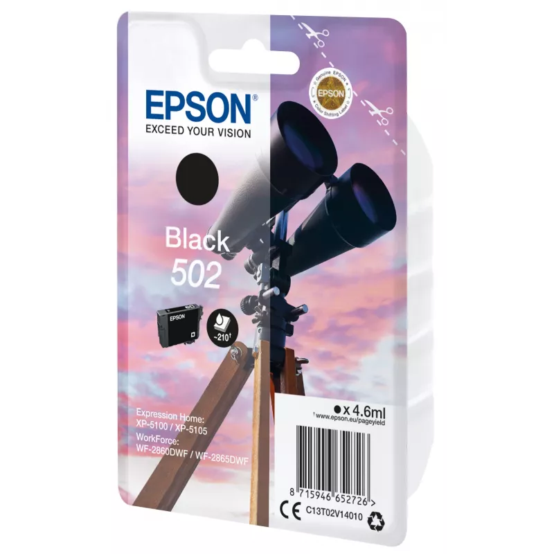 Epson 502 C13T02V14020 juodo rašalo kasetė, 4,6 ml