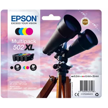 Epson 502XL C13T02W64020 Claria Home Ink keturių XL kasečių rašalo komplektas, 4 vnt., 28,4 ml, juoda/žydra/purpurinė/geltona, iki 550 (juoda) / 470 (spalvos) puslapių