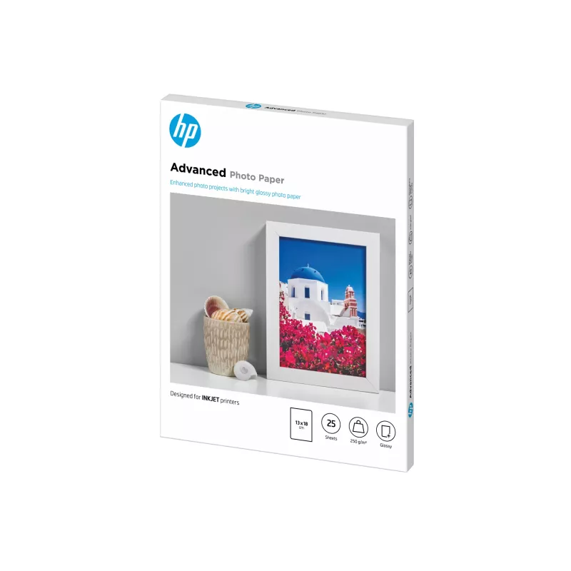 HP Q8696A Advanced Glossy fotopopierius (blizgus, be rėmelių), 250 g/m², 13 x 18 cm (130 x 180 mm), 25 vnt.