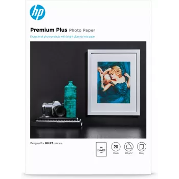 HP Premium Plus blizgus fotopopierius - 20 lapų / A4 / 210 x 297 mm, blizgus, 300 g/m², lazerinis/rašalinis