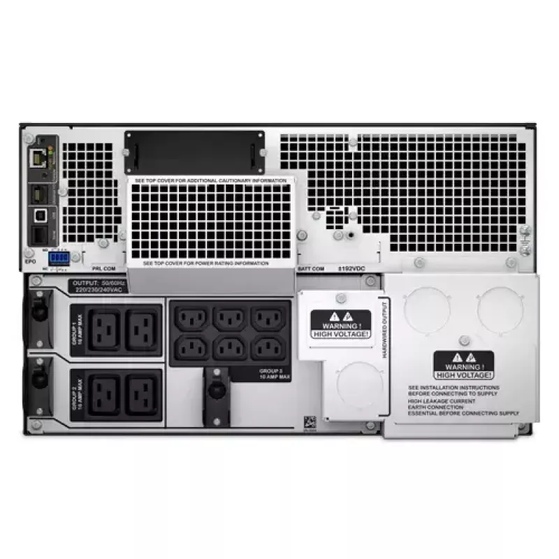 APC Smart-UPS On-Line SRT8KRMXLI – 8kW/VA, 6x C13 + 4x C19 + kietasis prijungimas, 1 fazė, montuojamas į stelažą, integruota tinklo valdymo kortelė