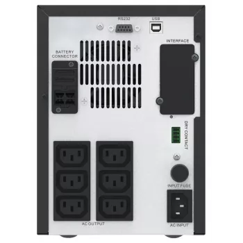 APC Easy UPS 1 fazės linijinis interaktyvus UPS, 1500VA, Tower, 230V, 6x IEC C13 lizdai, AVR, sausas kontaktas, LCD, be tinklo kortelės palaikymo