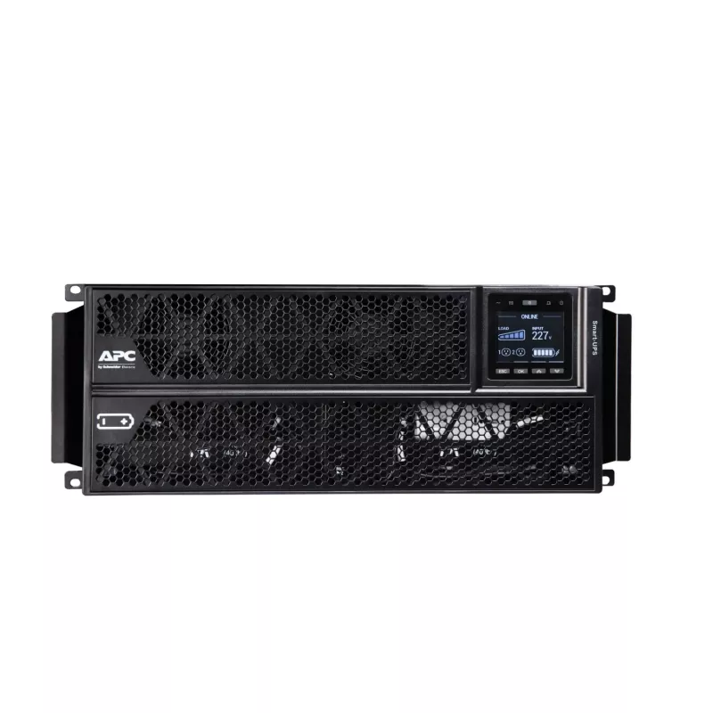 APC Smart-UPS On-Line, 5kVA/5kW, Rack/Tower, 230V, 2x IEC C13+1x IEC C19+Hard wire 3-wire (H+N+E) lizdai, tinklo kortelė, be bėgių komplekto