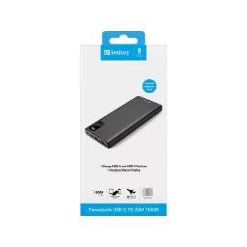 Nešiojama baterija Sandberg Powerbank USB-C PD 20W 10000, 10000 mAh