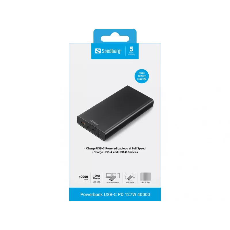 Nešiojamas maitinimo blokas Sandberg USB-C PD 127W 40000 mAh