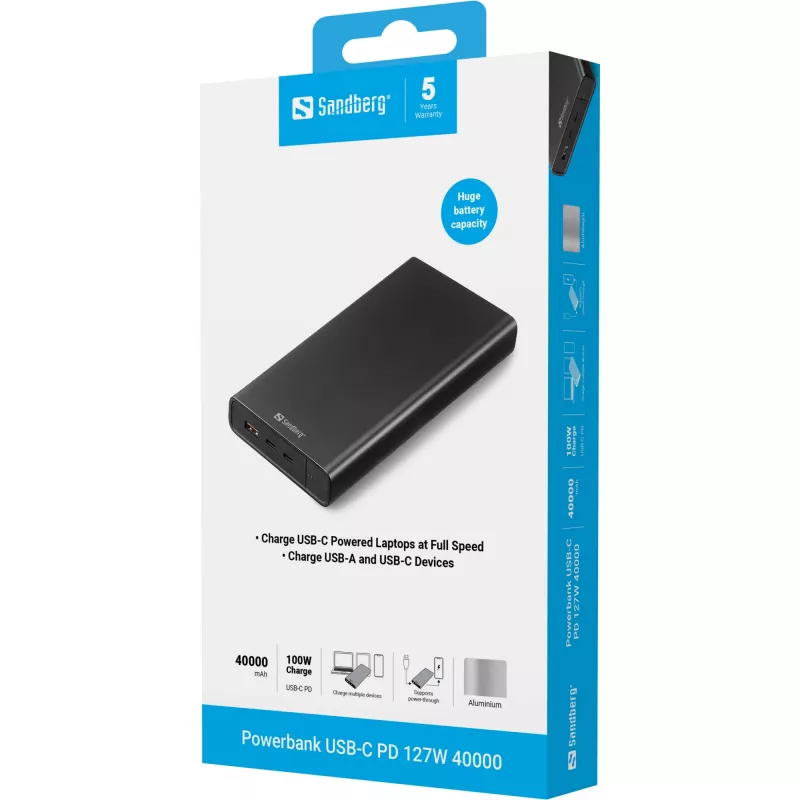 Nešiojamas maitinimo blokas Sandberg USB-C PD 127W 40000 mAh