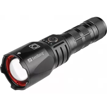 Sandberg Survivor Torch Powerbank 5000, rankinis žibintuvėlis, juodas, aliuminis, IPX4, -30 - 40 °C, FCC, RoHS, UKCA, CE