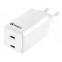 Sandberg AC įkroviklis Dual USB-C PD65W EU, vidaus, AC, 20 V, 3,25 A, baltas
