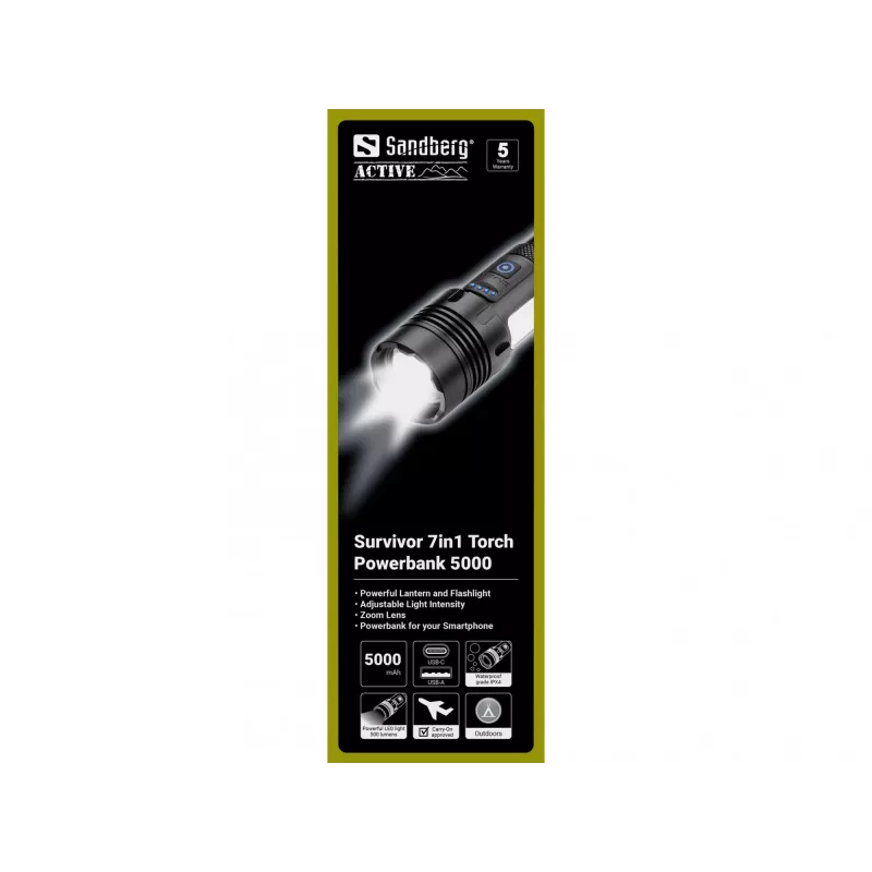 Sandberg Survivor 7in1 Torch Powerbank 5000