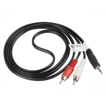 Audio kabelis LANBERG 3,5 mm lizdas – 2×RCA kištukas 1,5 m juodas