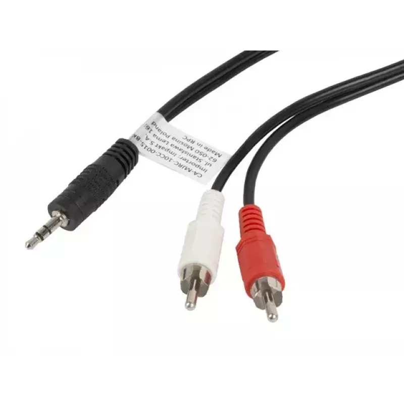 Audio kabelis LANBERG 3,5 mm lizdas – 2×RCA kištukas 1,5 m juodas