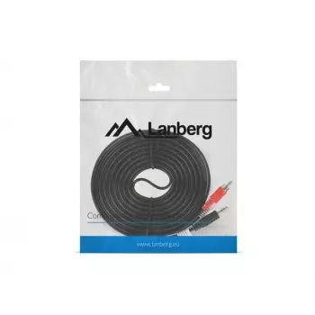 Garso kabelis LANBERG 3,5 mm lizdas – 2×RCA kištukas, 5 m, juodas