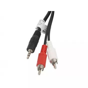 Garso kabelis LANBERG 3,5 mm lizdas – 2×RCA kištukas, 5 m, juodas