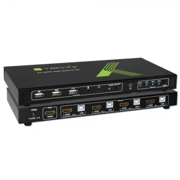 Techly 4x1 USB HDMI KVM jungiklis 4Kx2K IDATA KVM-HDMI4U, juodas