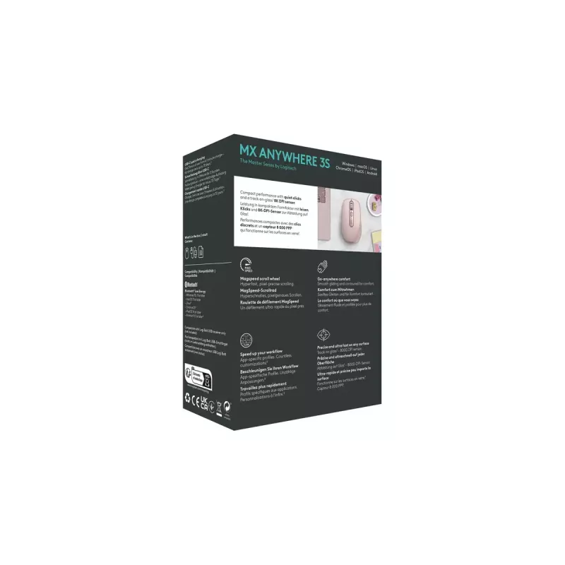 Pelė Logitech MX Anywhere 3S Pink USB optinė