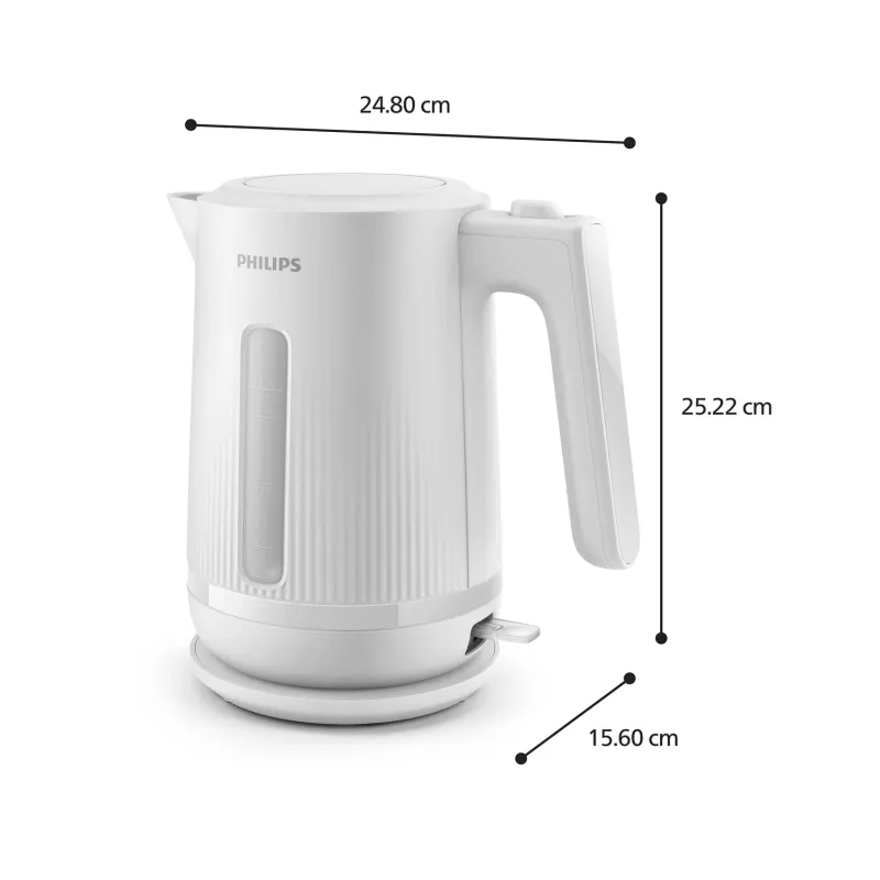 Philips 3000 serijos virdulys, 1,7 l, 2200 W, baltas, plastikas, apsauga nuo perkaitimo, belaidis