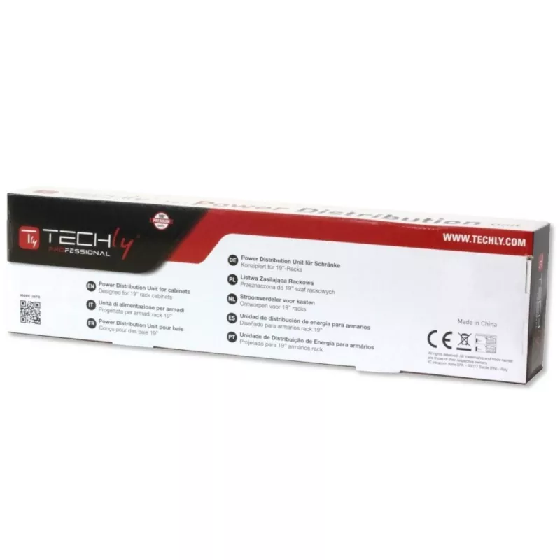 Techly Rack 19 colių PDU 12 VDE lizdų su C20 kištuku ir jungikliu