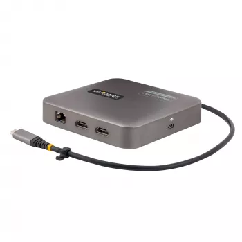 StarTech.com USB-C dokavimo stotelė, dvigubas 4K 60Hz HDMI, suderinama su Macbook Pro (M1/M2/M3/M4) ir Windows, USB-A/USB-C 10Gbps šakotuvas, 100W galios perdavimas, GbE, SD, 22in/56cm kabelis