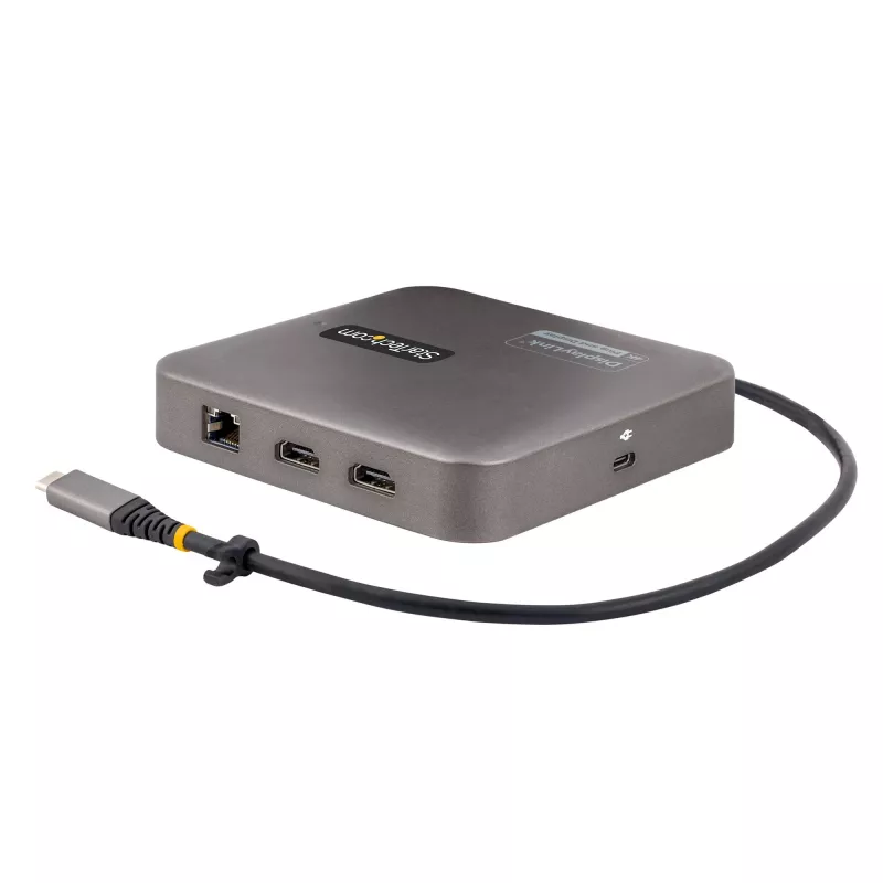 StarTech.com USB-C dokavimo stotelė, dvigubas 4K 60Hz HDMI, suderinama su Macbook Pro (M1/M2/M3/M4) ir Windows, USB-A/USB-C 10Gbps šakotuvas, 100W galios perdavimas, GbE, SD, 22in/56cm kabelis
