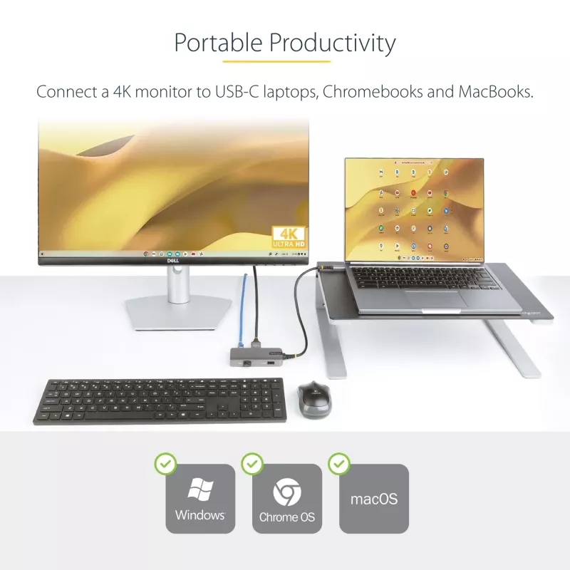 StarTech.com USB-C kelių prievadų adapteris - 4K 60Hz HDMI - HDR - 2 prievadų 5Gbps USB 3.0 centras - 100W Power Delivery perdavimas - GbE - Sertifikuotas Chromebook - Windows/macOS
