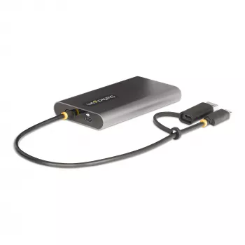 StarTech.com USB-C į Dvigubą HDMI Adapteris - USB-C arba A į 2x HDMI - 4K 60Hz - 100W Maitinimo Tiekimo Perdavimas - 30cm įmontuotas kabelis - USB į HDMI Kelių Monitorių Konverteris Nešiojamam Kompiuteriui - TAA