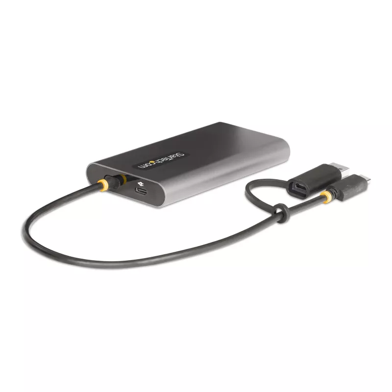 StarTech.com USB-C į Dvigubą HDMI Adapteris - USB-C arba A į 2x HDMI - 4K 60Hz - 100W Maitinimo Tiekimo Perdavimas - 30cm įmontuotas kabelis - USB į HDMI Kelių Monitorių Konverteris Nešiojamam Kompiuteriui - TAA