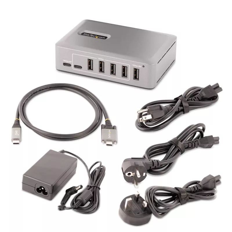 StarTech.com 10 prievadų USB-C šakotuvas - 8x USB-A / 2x USB-C - su maitinimu, 65W maitinimo blokas - USB 3.1 10Gbps - stalinis/nešiojamas USB šakotuvas su USB-IF sertifikuotu 3 pėdų fiksuojamu kabeliu