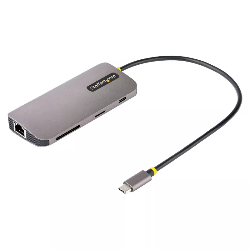 StarTech.com USB-C kelių prievadų adapteris 4K 60Hz HDMI vaizdui, 3x USB-A 5Gbps, 100W USB PD perdavimas/GbE/SD/MicroSD, 30 cm kabelis, nešiojama stotelė