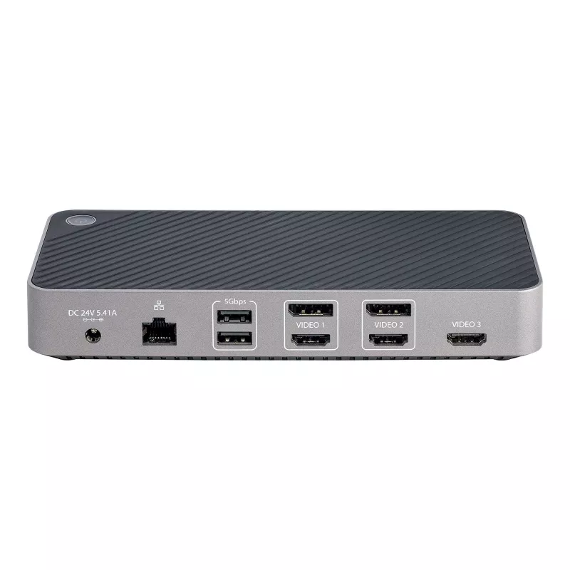 StarTech.com USB-C trijų monitorių dokavimo stotelė – HDMI/DP trigubas 4K USB-C dokas – 5x USB šakotuvas – GbE – 100W PD – universali kelių monitorių dokavimo stotelė – suderinama su Thunderbolt 3/4
