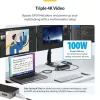 StarTech.com USB-C trijų monitorių dokavimo stotelė – HDMI/DP trigubas 4K USB-C dokas – 5x USB šakotuvas – GbE – 100W PD – universali kelių monitorių dokavimo stotelė – suderinama su Thunderbolt 3/4