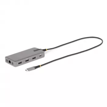 StarTech.com USB-C Triple Monitor Multiport adapteris, dviguba 4K 60Hz + 4K 30Hz HDMI ir DisplayPort, 3 prievadų USB 10Gbps šakotuvas, 100W PD perdavimas, GbE, kelioninis dokas, Windows ir ChromeOS