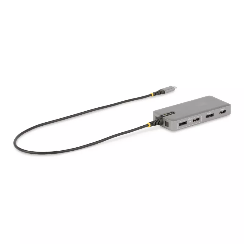 StarTech.com USB-C Triple Monitor Multiport adapteris, dviguba 4K 60Hz + 4K 30Hz HDMI ir DisplayPort, 3 prievadų USB 10Gbps šakotuvas, 100W PD perdavimas, GbE, kelioninis dokas, Windows ir ChromeOS