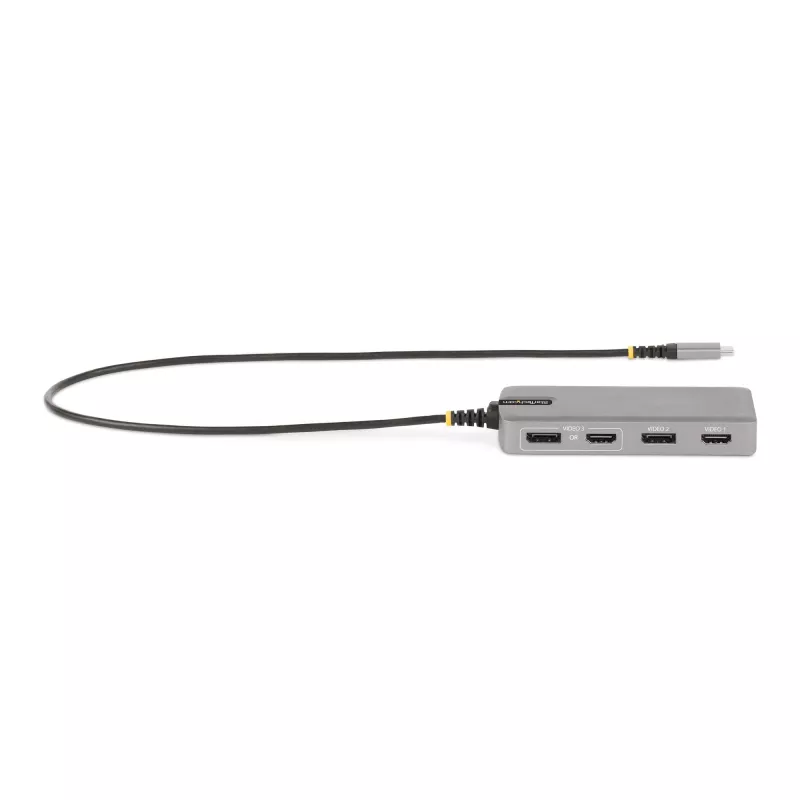 StarTech.com USB-C Triple Monitor Multiport adapteris, dviguba 4K 60Hz + 4K 30Hz HDMI ir DisplayPort, 3 prievadų USB 10Gbps šakotuvas, 100W PD perdavimas, GbE, kelioninis dokas, Windows ir ChromeOS
