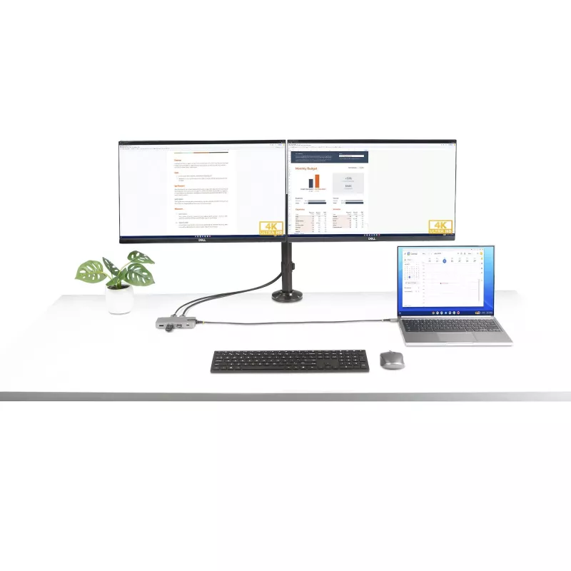 StarTech.com USB-C Triple Monitor Multiport adapteris, dviguba 4K 60Hz + 4K 30Hz HDMI ir DisplayPort, 3 prievadų USB 10Gbps šakotuvas, 100W PD perdavimas, GbE, kelioninis dokas, Windows ir ChromeOS