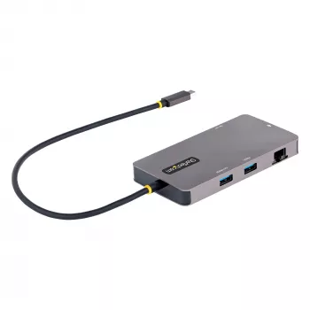 StarTech.com USB-C kelių prievadų adapteris, dvigubas HDMI vaizdas, 4K 60Hz, 2 prievadų 5Gbps USB-A šakotuvas, 100W Power Delivery perdavimas/GbE/SD/MicroSD, 12 colių/30 cm kabelis, kelioninis dokas, nešiojamojo kompiuterio dokavimo stotelė