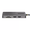 StarTech.com USB-C kelių prievadų adapteris, dvigubas HDMI vaizdas, 4K 60Hz, 2 prievadų 5Gbps USB-A šakotuvas, 100W Power Delivery perdavimas/GbE/SD/MicroSD, 12 colių/30 cm kabelis, kelioninis dokas, nešiojamojo kompiuterio dokavimo stotelė