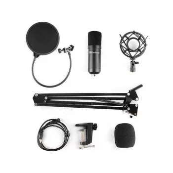 Sandberg Streamer USB mikrofonų rinkinys, studijinis mikrofonas, -27 dB, 30–16000 Hz, 24 bit, 96 kHz, vienakryptis