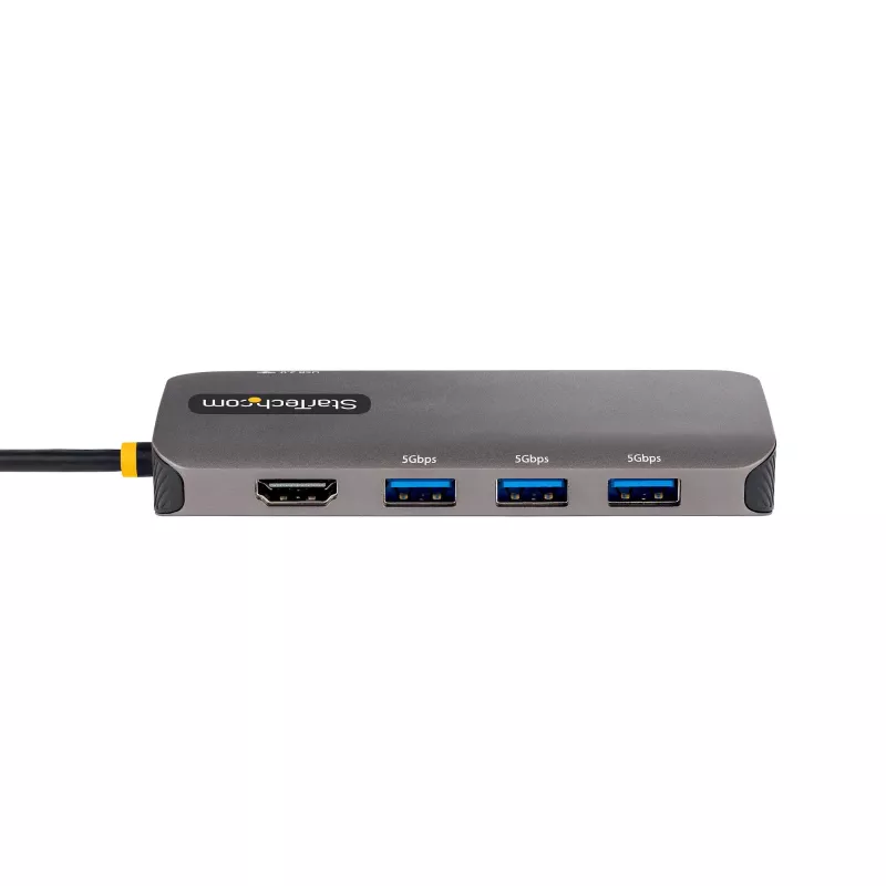 StarTech.com USB-C kelių prievadų adapteris, 4K 60Hz HDMI vaizdas, 3 prievadų 5Gbps USB šakotuvas, 100W Power Delivery perdavimas, GbE, 30 cm laidas, mini kelioninis dokas, nešiojamojo kompiuterio dokavimo stotelė