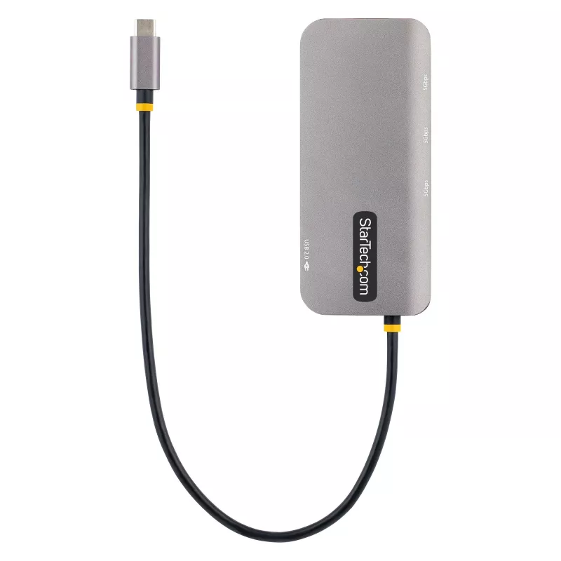 StarTech.com USB-C kelių prievadų adapteris, 4K 60Hz HDMI vaizdas, 3 prievadų 5Gbps USB šakotuvas, 100W Power Delivery perdavimas, GbE, 30 cm laidas, mini kelioninis dokas, nešiojamojo kompiuterio dokavimo stotelė