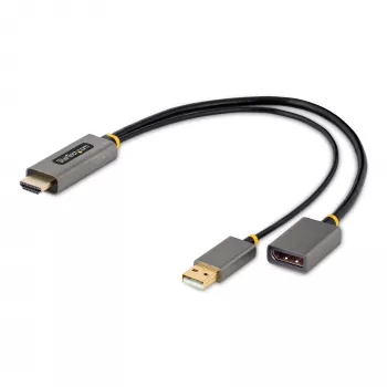 StarTech.com 1 pėdos (30 cm) HDMI į DisplayPort adapterio kabelis, aktyvus, 4K 60Hz HDMI 2.0 į DP 1.2 keitiklis, HDR, USB maitinimas, HDMI šaltinis į DisplayPort monitorių nešiojamiesiems / staliniams kompiuteriams