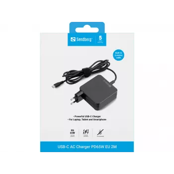 Sandberg USB-C AC Įkroviklis PD65W EU 2M