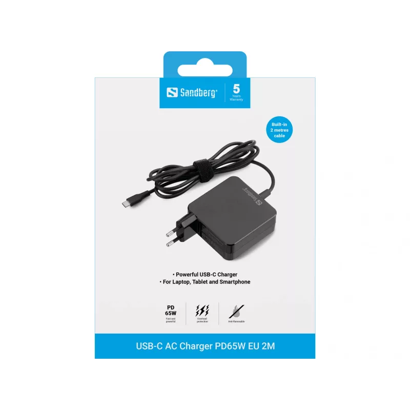 Sandberg USB-C AC Įkroviklis PD65W EU 2M